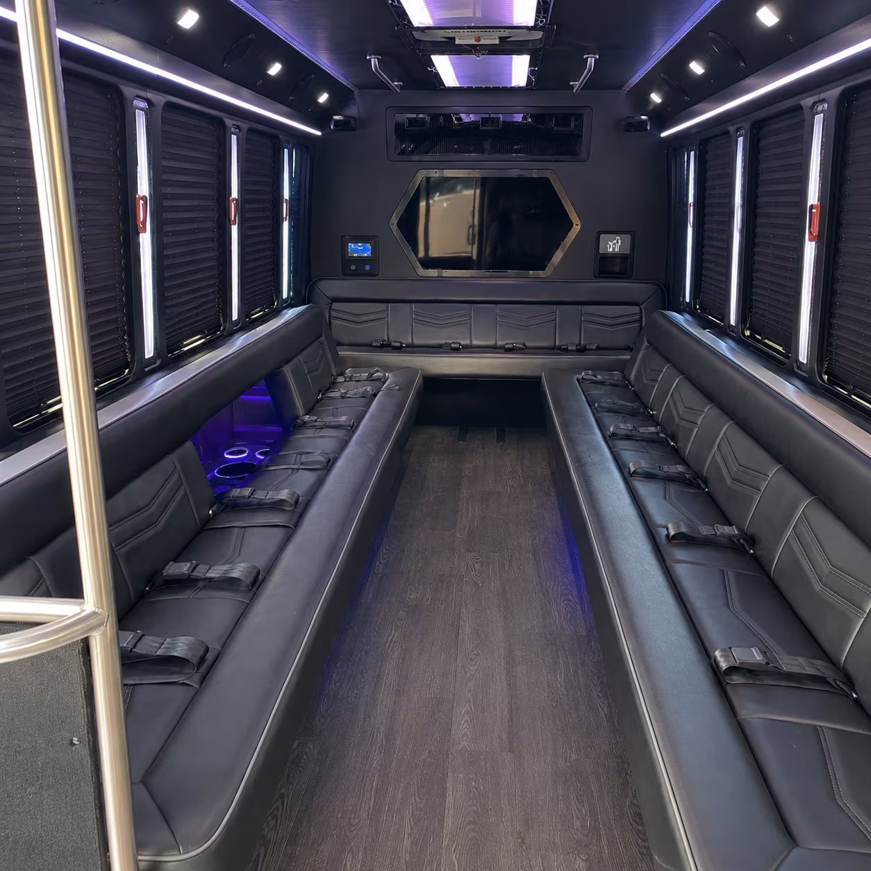 vista 18 passenger party bus interior