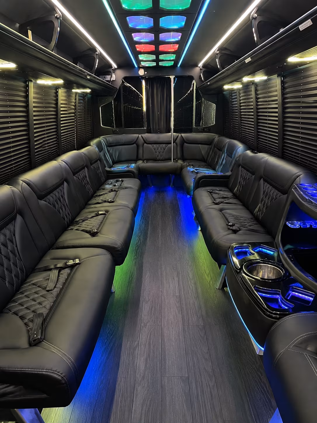 vista 20 passenger party bus interior