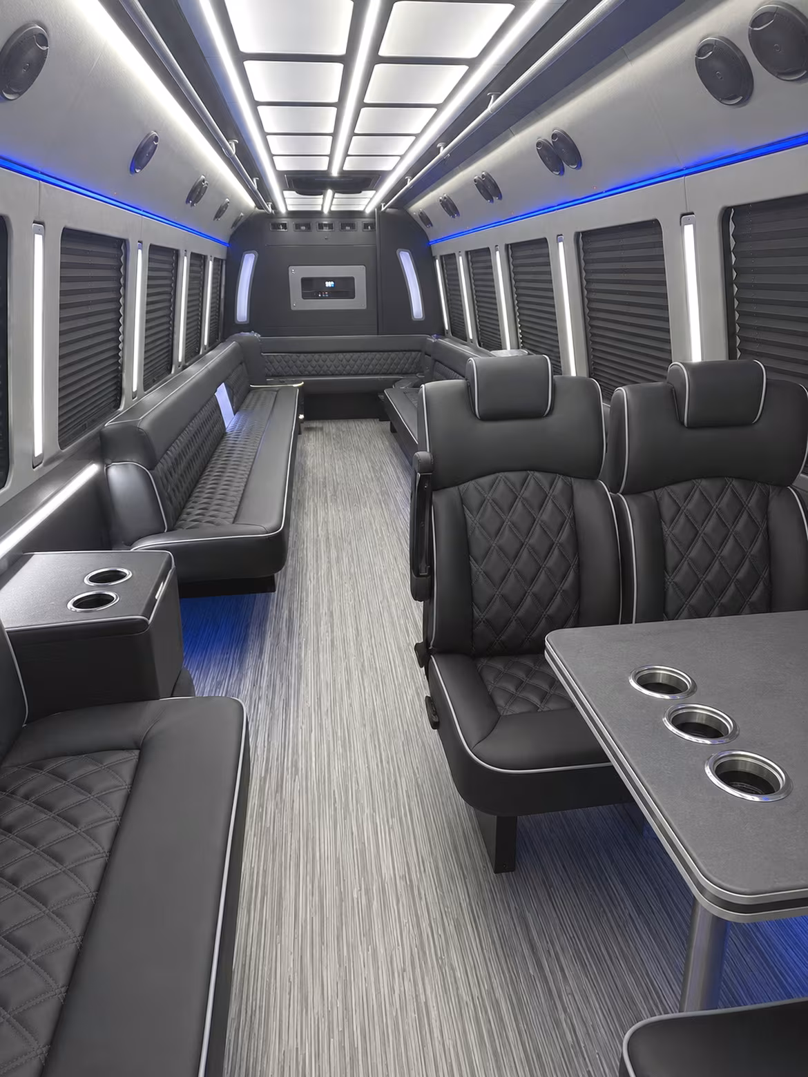 vista 25 passenger party bus inside