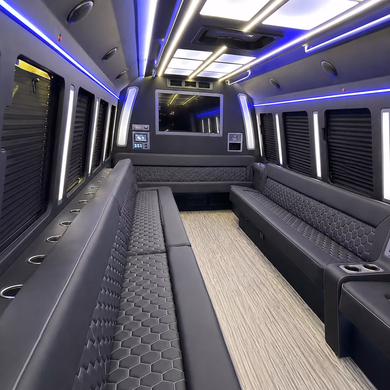 vista 40 passenger party bus inside
