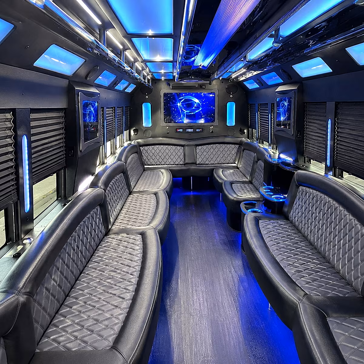 vista 50 passenger party bus interior